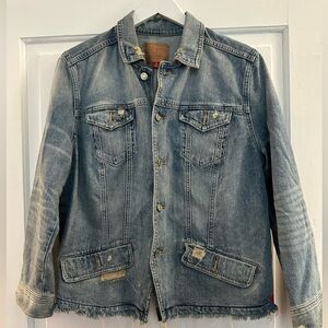 Lucky Brand Light Blue Denim Distressed Jacket 1X